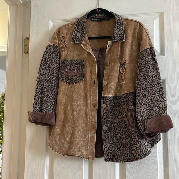 HYFVE Jackets & Blazers - Leopard Denim Jacket